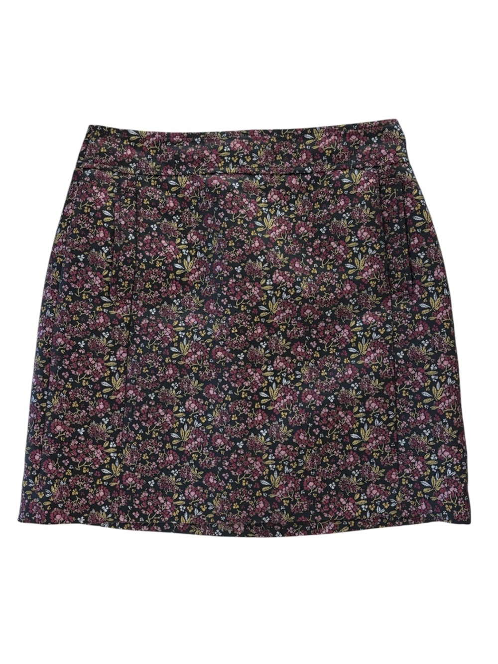 LOFT A-line Jacquard Mini Skirt - Black Floral Size 4